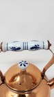 Vintage Copper Tea Kettle with Ceramic Blue White Delft-Style Handle and Knob  — photo 3