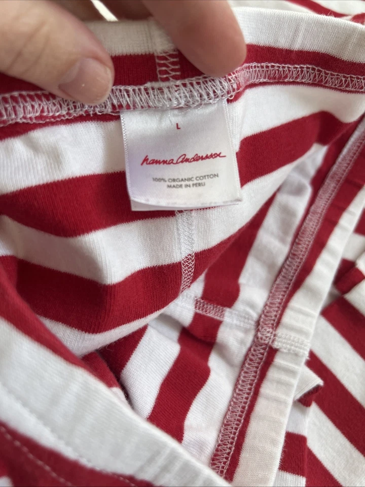 Hanna Andersson Very Merry Red Stripe Adult Unisex Christmas PJs Top L/Bottom L - Image 3 of 4