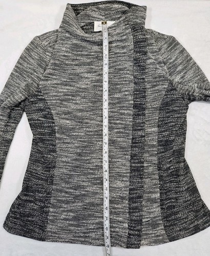 Two By Vince Camuto Medium Tweed Black And White Asymmetrical Moto Jacket - Picture 7 of 8