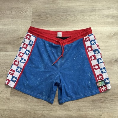 Slunks Shorts Men XL Lined Volleyball USA Stars Stripes Elastic Waist 6  Inseam