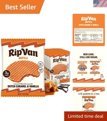 Keto-Friendly Dutch Caramel & Vanilla Stroopwafels - 12 Count - Non-GMO Snack