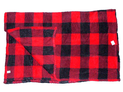 Buffalo Plaid 50''x60'' Plush Blanket Throw Red & Black Soft New BY American Eagle