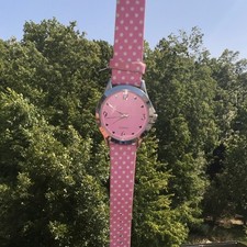 Womens Quartz Analog Wristwatch Pink Polka Do...