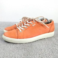 ECCO Soft 7 Womens Size 9 Shoes Low Top Leather Sneakers Orange Lace Up 40 EU
