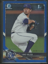 2018 Bowman Chrome Jake Kalish #BCP77 1st Bowman Blue Refractor /150 KC Royals