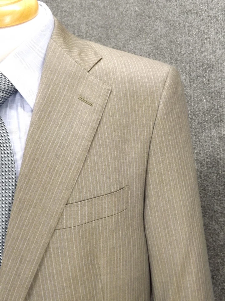 Brooks Brothers Regent 42R Gray Pinstripe 36x29 Flat Pants Loro Plana Wool Italy - Image 3 of 4