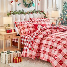 Christmas Queen Comforter Sheet Set 7 Pieces Bed in a Bag Holiday New Year St...