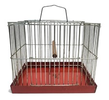 Vintage Birdcage Canary Finch Travel Carrier Small Pet Birdhouse Wire Cage