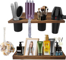 Rustic Wall-Mounted Hair Tool Organizer - Set of 2 Heat-Resistant Holders