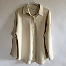 Athleta Allure Shirt Jacket Medium Bone Cream NWT Long Sleeve Shacket