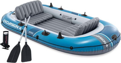 INTEX 66324EP Excursion 4 Inflatable Boat Set: Includes Deluxe 54In Aluminum Oar