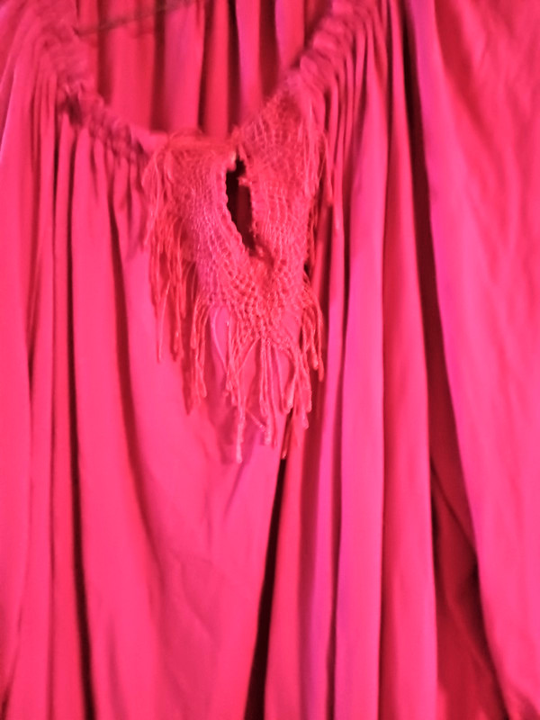 plus size blouse with fringe accents. Bright pink. 26/28