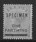 Bermuda 1901 One Farthing Surcharge Specimen SG30as Cat£80