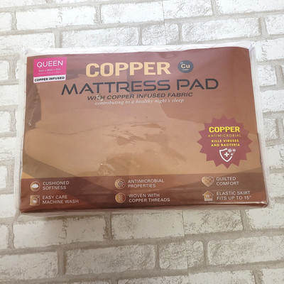 New NIB Copper Infused Mattress Pad Queen Size Cooling Antimicrobial Bed Topper
