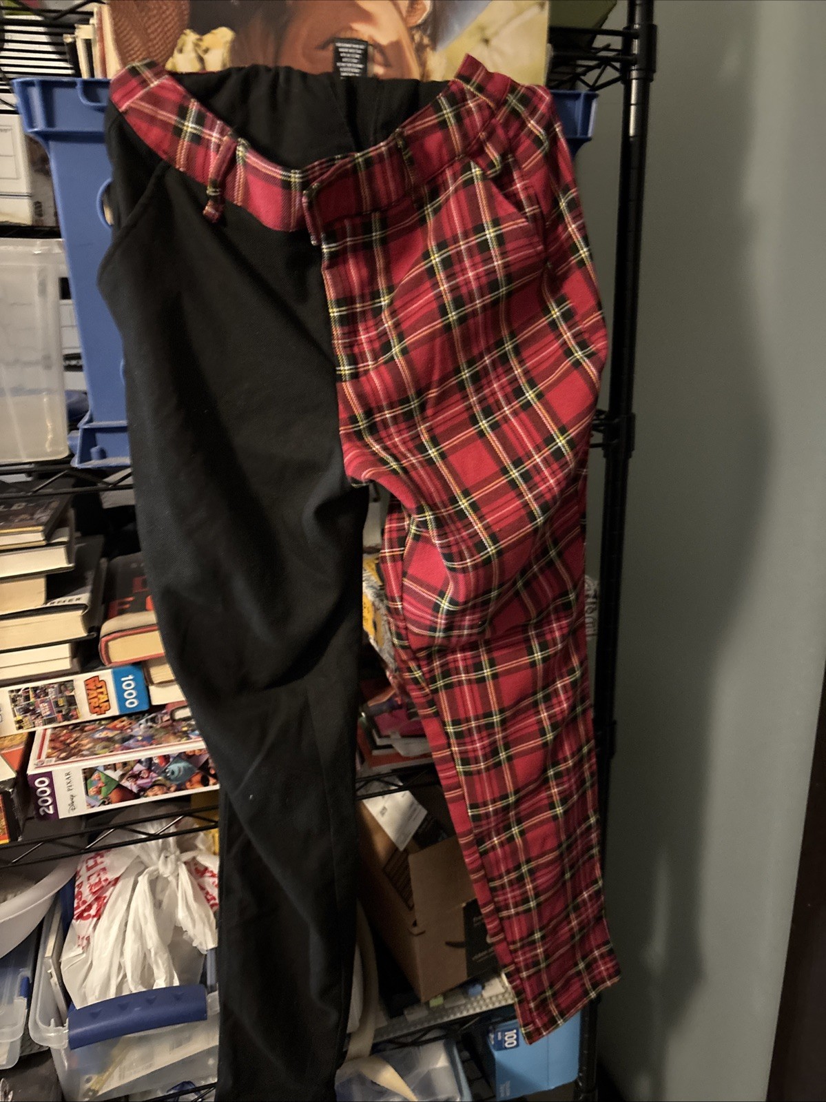 Split Pattern Plaid Pants Hot Topic - image 1