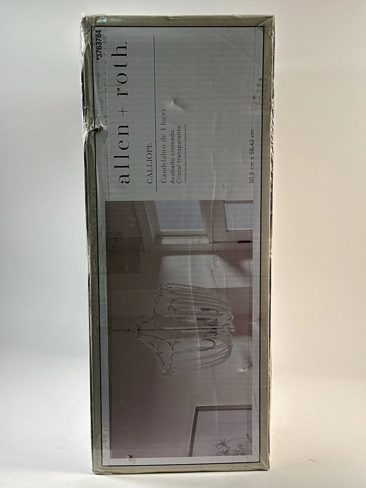 Allen + Roth Calliope 4-Light Chandelier-Chrome Semi-flush Mount Light -New Foto 3 de 3