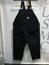 Mens Carhartt NWT Black Canvas Jeans Carpenters Bib Overalls Size 50X30