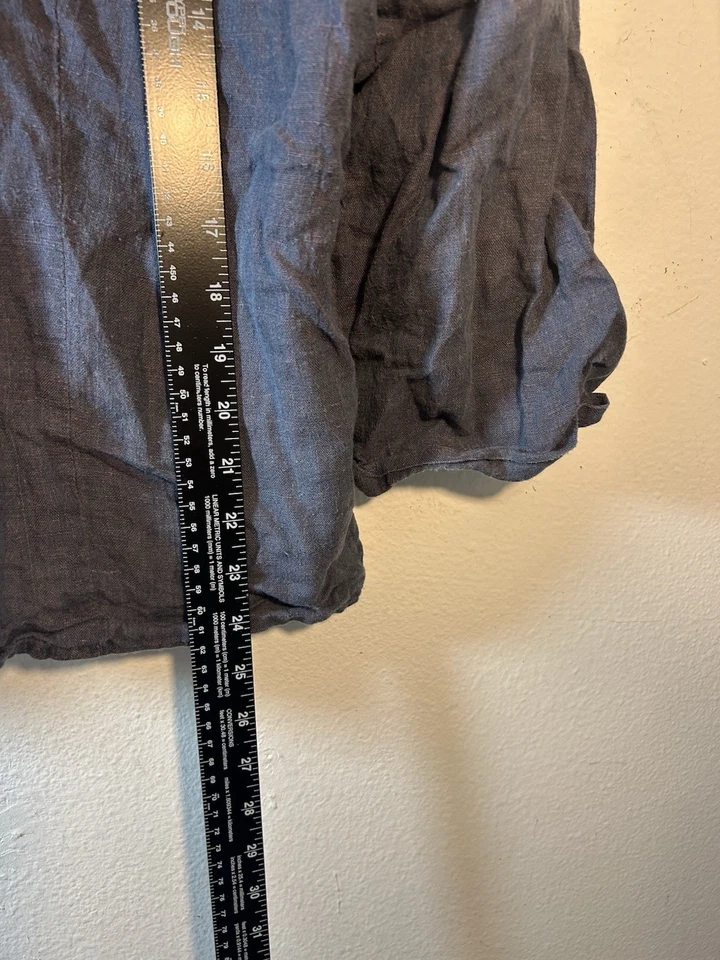 Lino Damas Túnica Camisa Abotonada Grande Gris Lino Cápsula Boho Día Lagonlook Foto 4 de 4