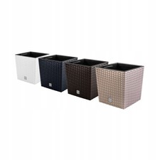 Square Rattan Effect Plant Pot Low Planter Indoor Outdoor Garden Various Sizes