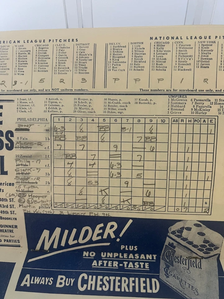 Yankees Scorecard 1951 Mantle # 6 (2) Tickets and more ! - Image 2 of 4