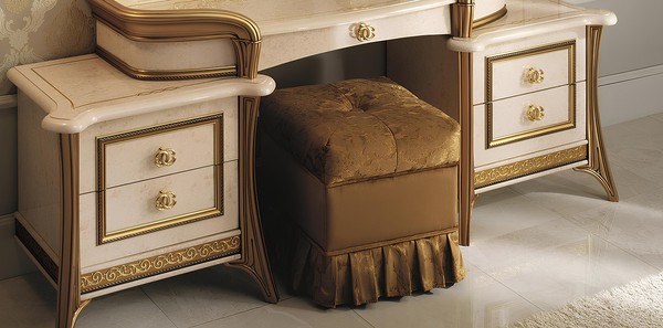 Sitz Polster Bank Polster Sitz Hocker Bank Textil Stoff Holz Stil Arredoclassic-image