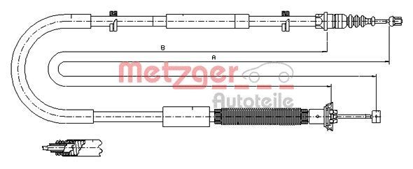 Original METZGER Cable Handbrake 12.0703 For Fiat