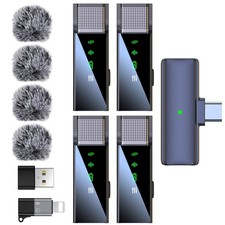 4 Wireless Lavalier Lapel Microphone System for iPhone Android PC Laptop with...