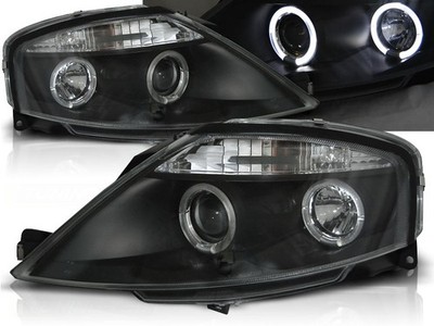 Headlights for Citroen C3 2002-2005 2006 2007 2008 2009 VR-1238 Angel Eyes Black