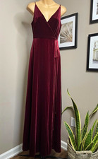 Jenny Yoo Collection Andi Dark Berry Velvet Wrap Maxi Dress V-Neck, Sz 16
