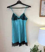 Ambrielle Turquoise Black Lace Full Slip, Polyester, Wireless, Women s S