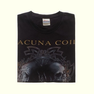 LACUNA COIL HANES VTG 90s Y2K SKULL MUSIC METAL BLACK GRAPHIC 100% T SHIRT SZ L