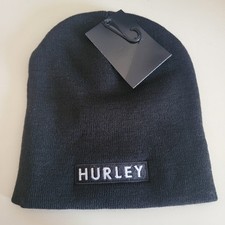 Hurley Double Up Knit Beanie Hat Black One Size Winter Fall Spring NWT