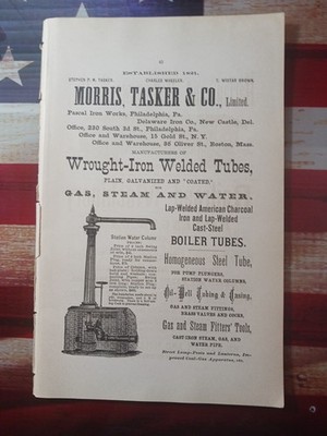 ~1878 Vintage Print Ad Morris Tasker & Co. Pascal Iron Welded Tubes Water Gas
