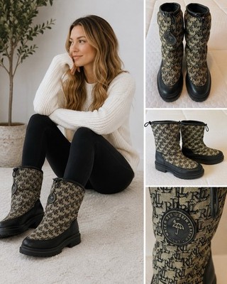 Lauren Ralph Lauren Coree Logo Canvas Ankle Bootie Water Resistant 7 #gorpcore