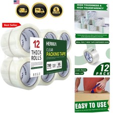 Clear Packing Tape, 12 Rolls Heavy Duty Packaging Tape for Shipping Packaging...