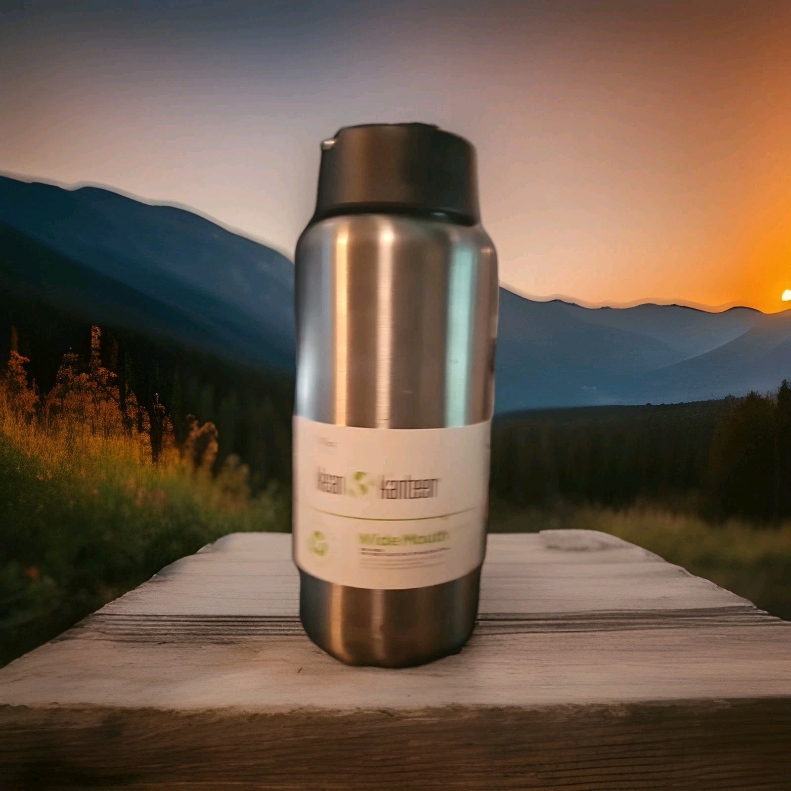 NEW Klean Kanteen * 40oz Stainless Steel Wide Mouth Water Bottle with Loop Cap