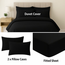 4 Piece Complete Bedding Set Duvet Cover Set With Fitted Bed Sheet & Pillowcases