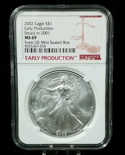2002 $1 Silver Eagle NGC MS 69 EARLY PRODUCTION STRUCK IN 2001 #4521