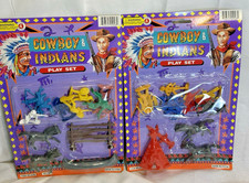 Cowboy and Indian Playsets 2 in Blister Packs Plastic Figures
