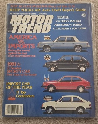 Motor Trend Magazine March 1981 Top 10 Gas Guzzlers Import Car of the Year