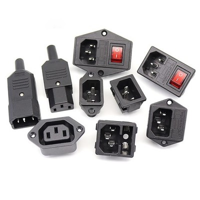 Kaltgeräte C14 Stecker C13 Kupplung schwarz, 250V 10A Buchse Netzstecker IEC-AC