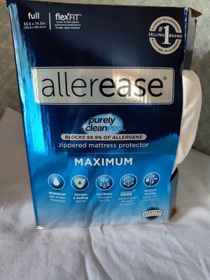 AllerEase Purely Clean Pro Zippered Full Size WaterProof Mattress Protector -NEW