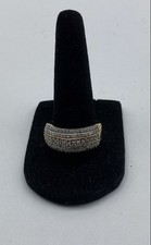 S.J. 10k Gold Multi Row Diamond Band Sz 9.5 Ring 4.9 g