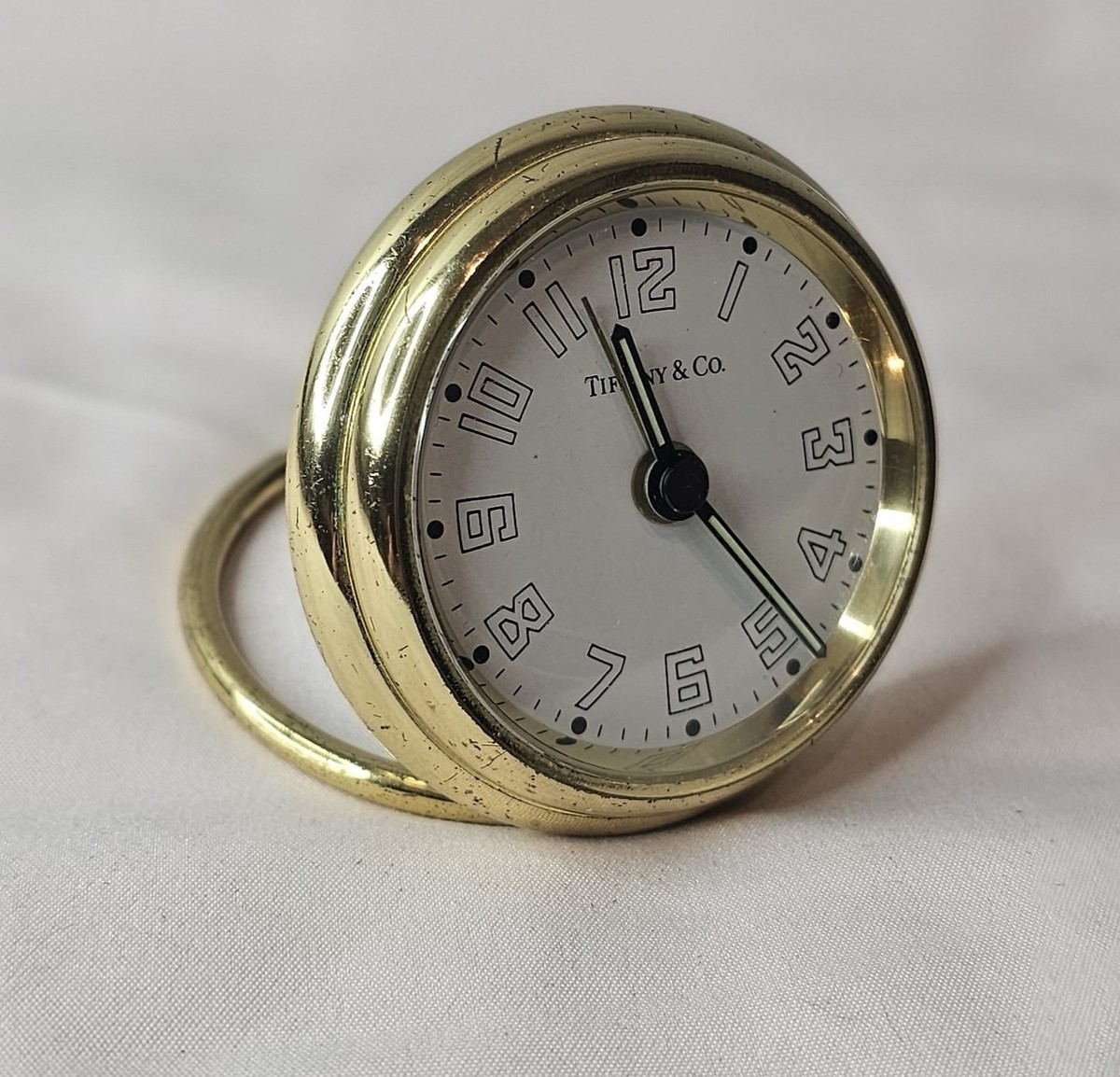 Tiffany & Co Vintage Brass Travel Desk Alarm Clock Made in Germany