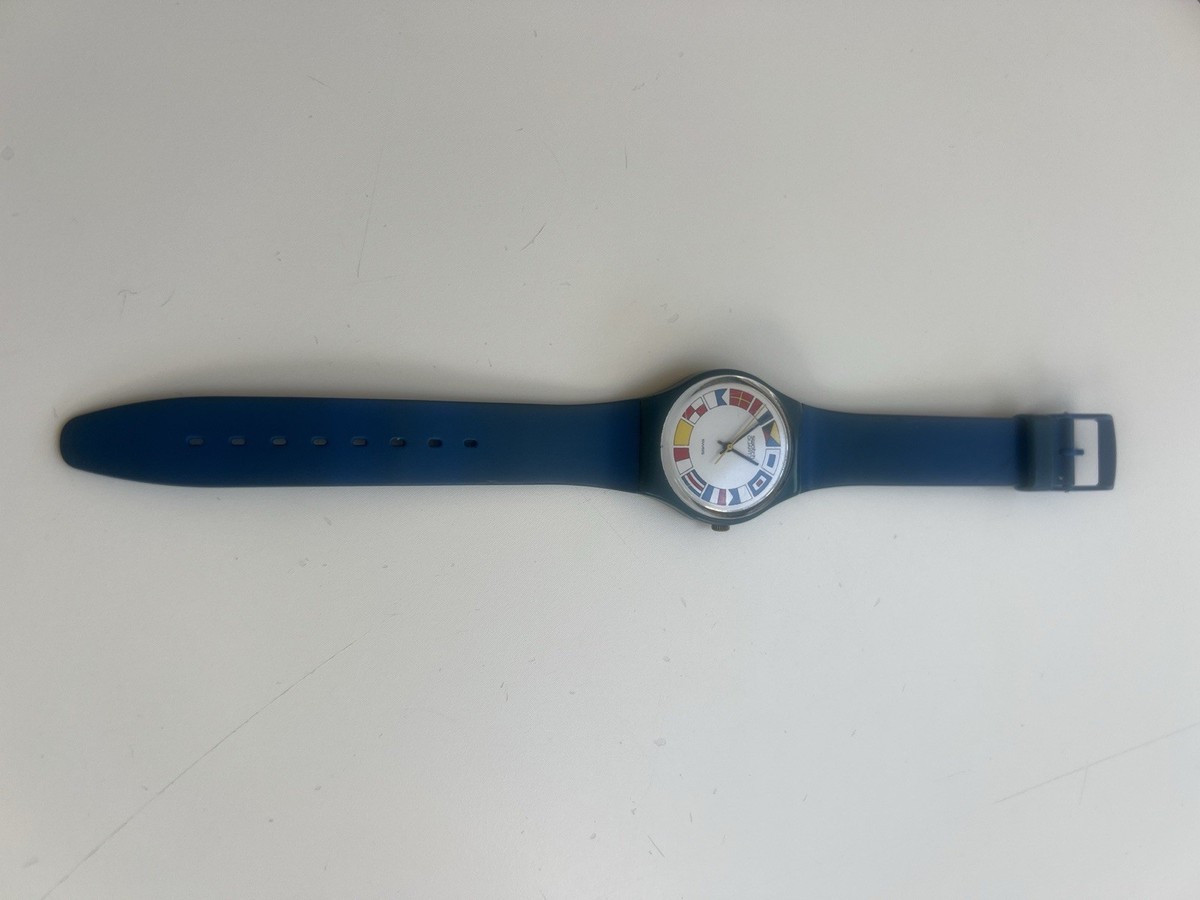 1984 Swatch 12 Flags GS101 Summer blue Nautical Flags, Original