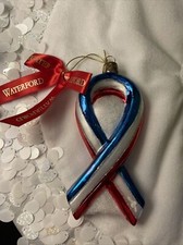 Beautiful Waterford Holiday Heirlooms Patriot Ribbon Christmas Ornament. EUC