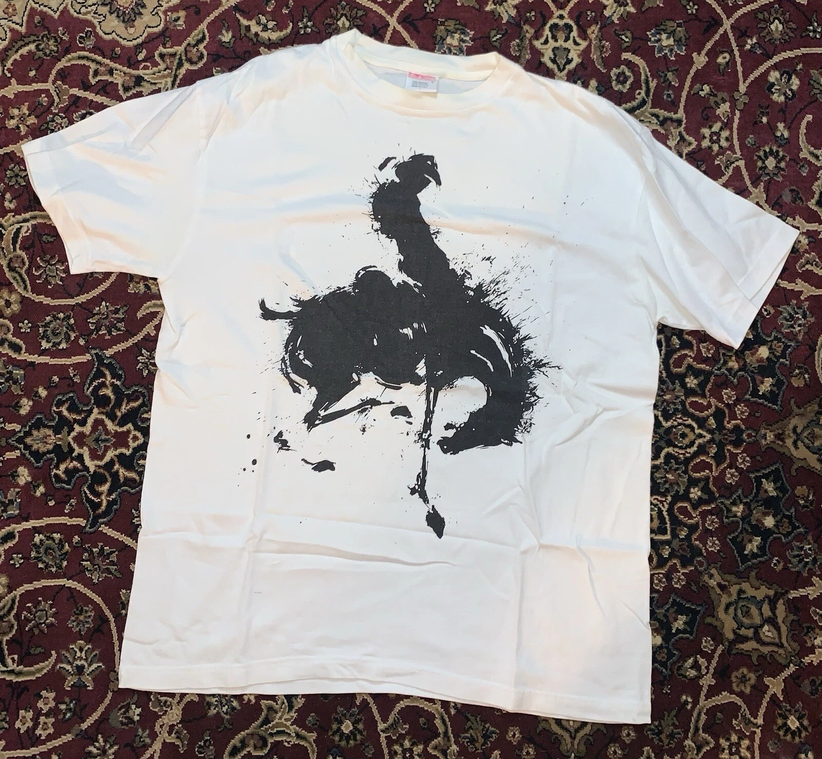 Tee shirt cowboy abstrait Supreme Splatter blanc L vintage 2006
