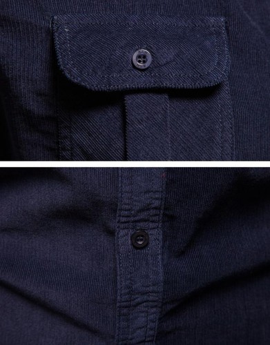 Japanese Corduroy Men's Business Shirt Slim Long Sleeve Tops Cotton Coat Chic - Picture 8 of 22