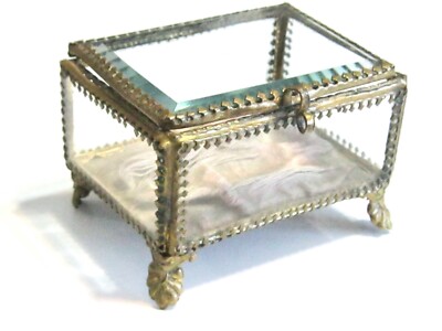 ANTIQUE FRENCH BEVELED GLASS VITRINE DISPLAY BOX NAPOLEON III ERA CHATEAU CHIC