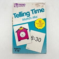 Telling Time Match Me Cards Missing 1 Trend Enterprises 1986 Clocks